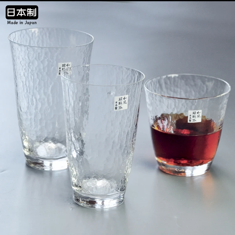 东洋佐佐木玻璃杯日本进口高濑川日式锤纹杯子茶杯啤酒杯和风水杯