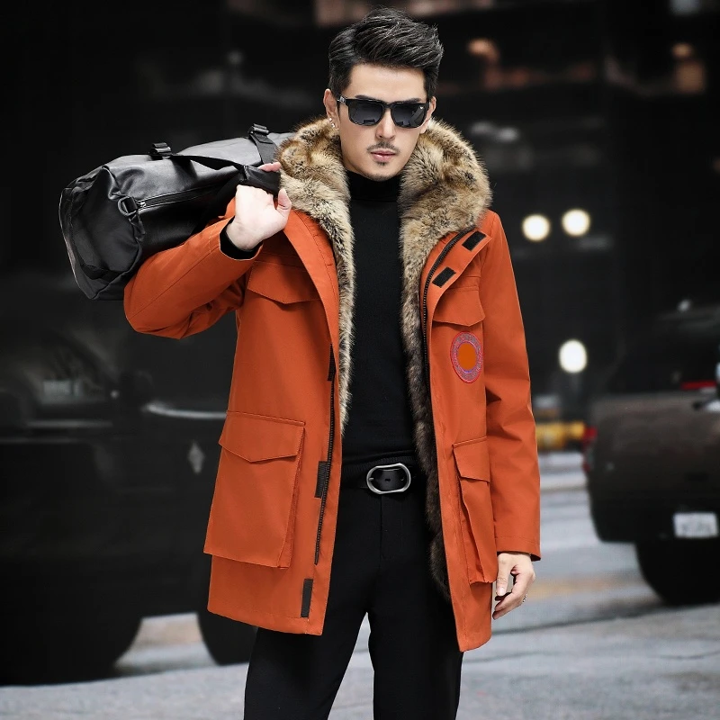 海宁环保皮草仿貂内胆可拆卸毛毛绒外套男士派克服爆款2025新款冬