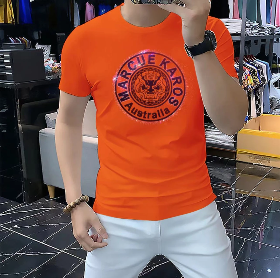 2025夏季新款潮流时尚龙图案男士短袖休闲百搭高品质丝光棉半袖