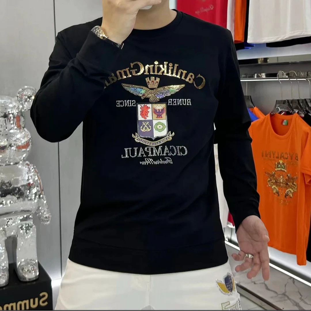 秋冬潮流新款时尚男士长袖卫衣休闲百搭高品质修身圆领男装上衣