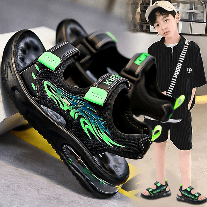 男童沙滩凉鞋2024年夏季新款防滑魔术贴中大童露趾百搭时尚耐磨潮