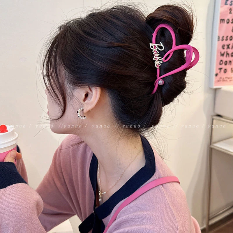 博主新宠~甜酷ins金属爱心发夹女后脑勺高级感鲨鱼夹2023新款抓夹