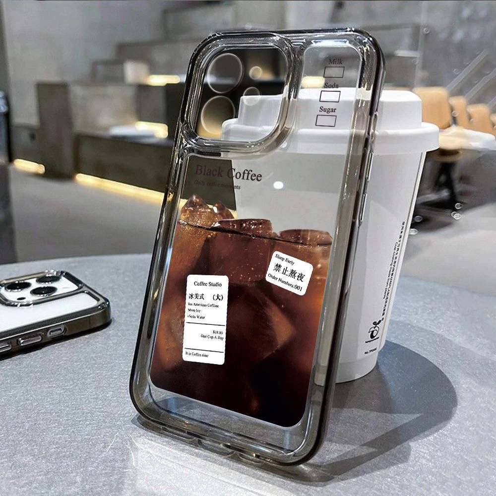 禁止熬夜冰美式咖啡iPhone15ProMax手机壳14pro高级感12/13透明11