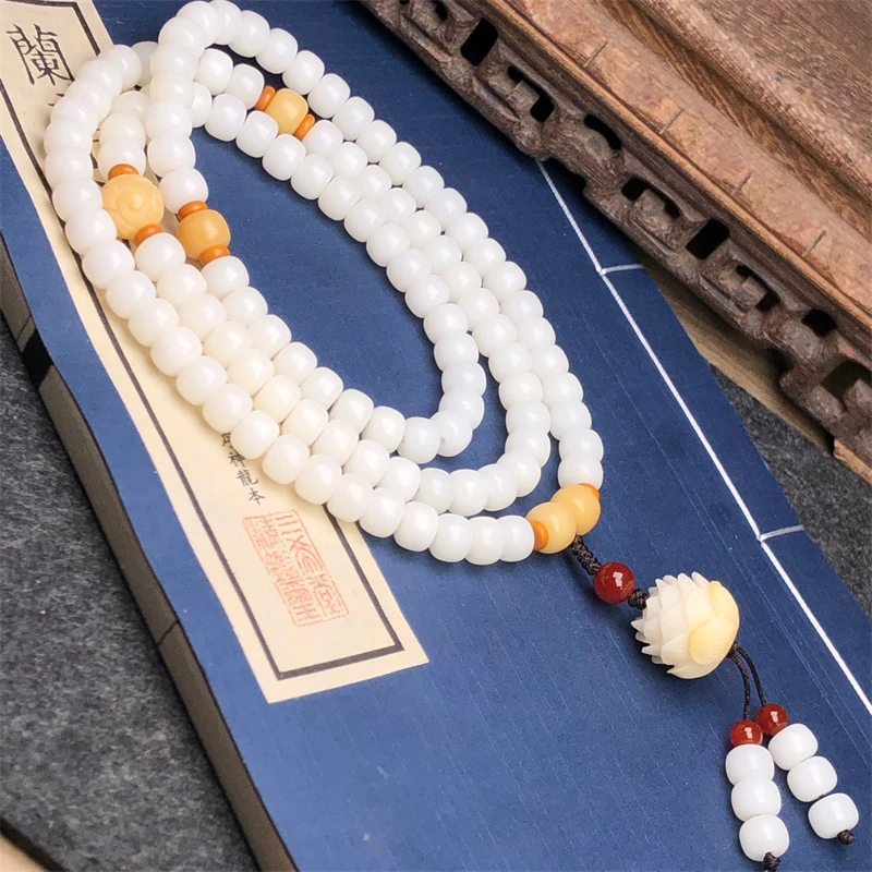 【慧语佛心专属】顺白菩提根108手串菩提子手链项链念珠莲花吊坠