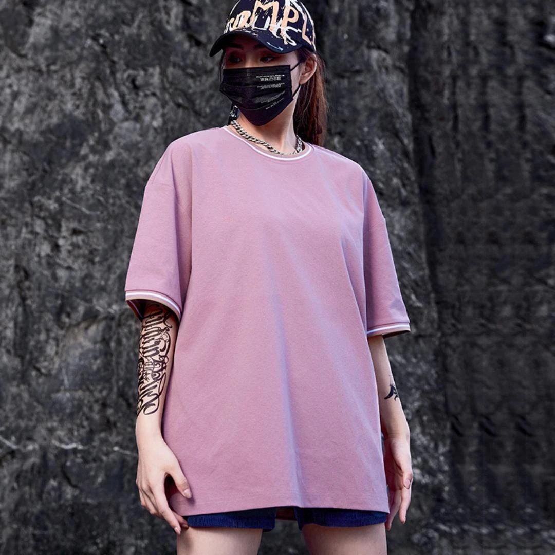 毛茅姐甄选汉麻棉体恤百搭夏季港风情侣落肩宽松短袖潮牌t恤休闲