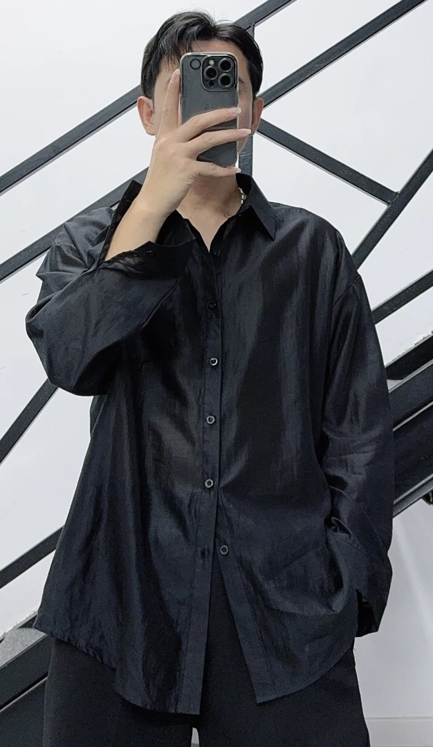 XI H A O 男装2024夏季休闲衬衣防晒透气薄款宽松时尚潮流8806