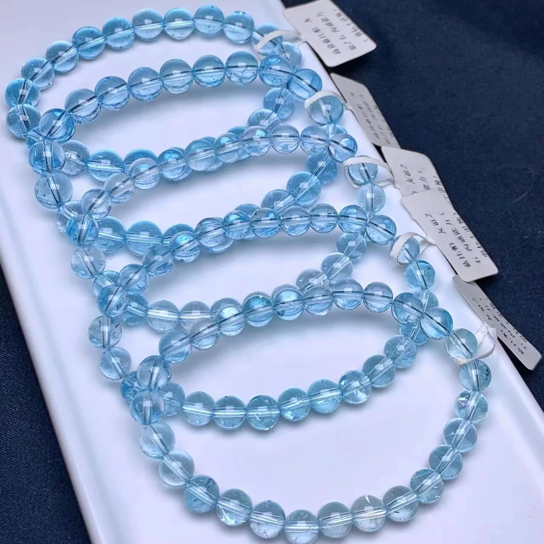 蓝托帕高品质水晶纪念宝石蓝色手串透体天蓝水晶（多样式发一件）