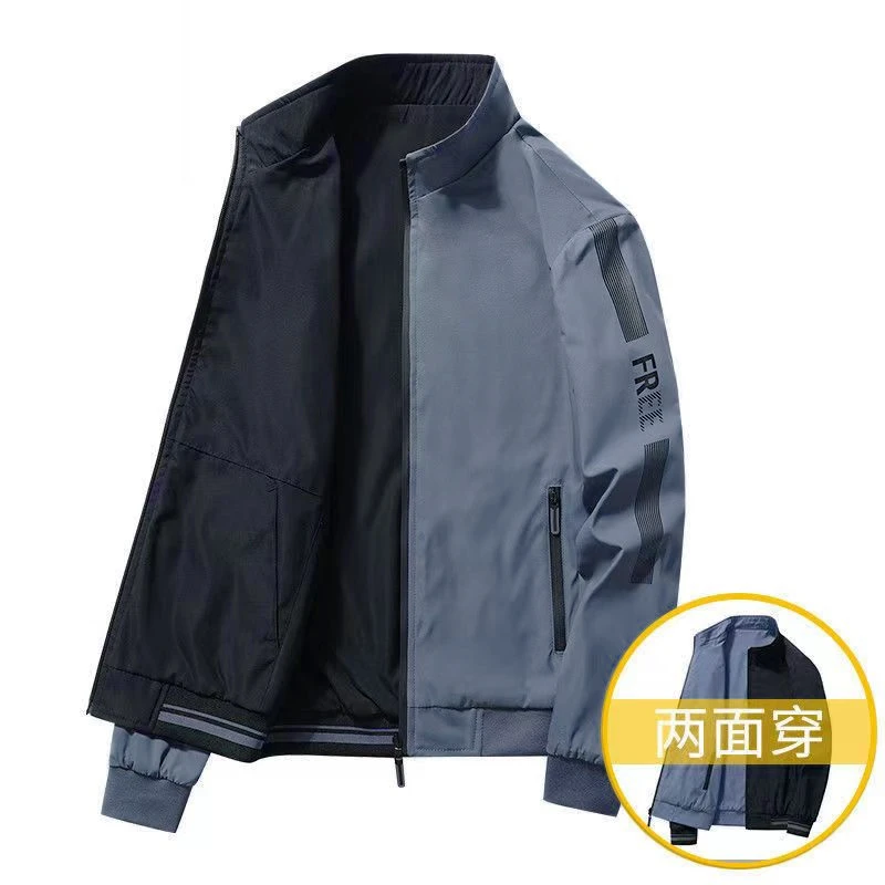 CX-2166商务男两面穿外套立领宽松外套薄款春秋季高品质夹克