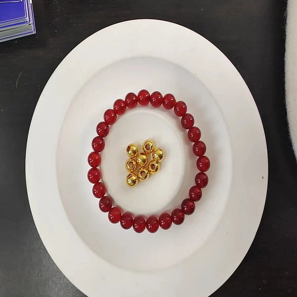 玉麓 足金6mm光面转运珠8颗1.68g红MN手串