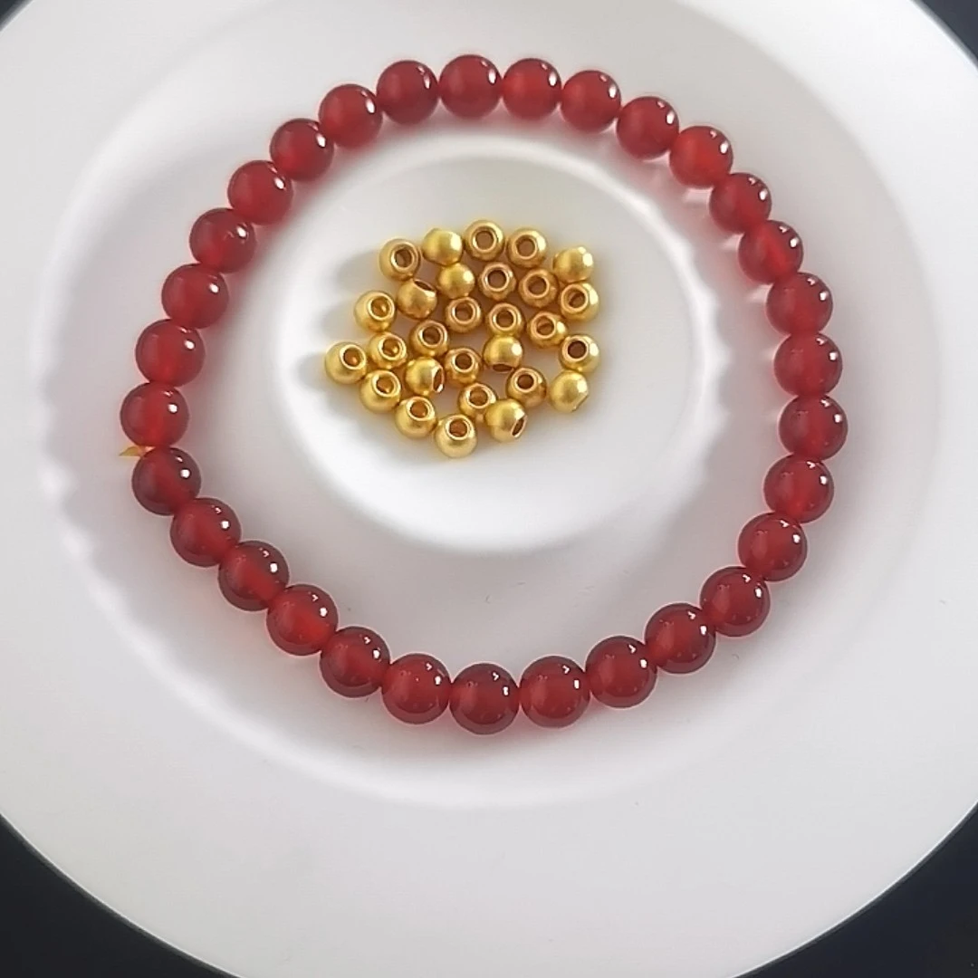 金玉白 足金4mm古法转运珠28颗1.484g红MN手串