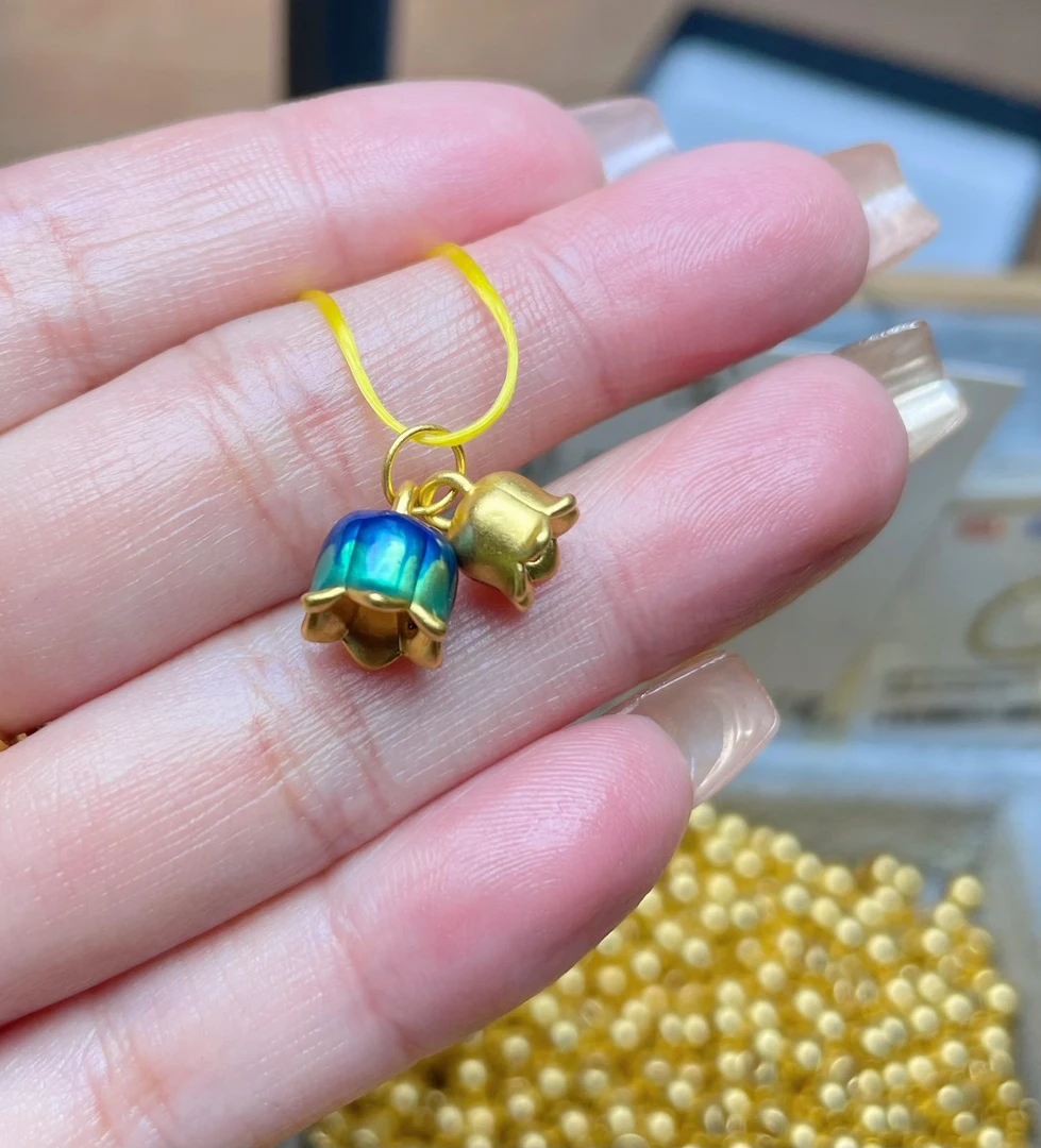 金玉白黄金 足金999烧蓝铃兰花（定价）