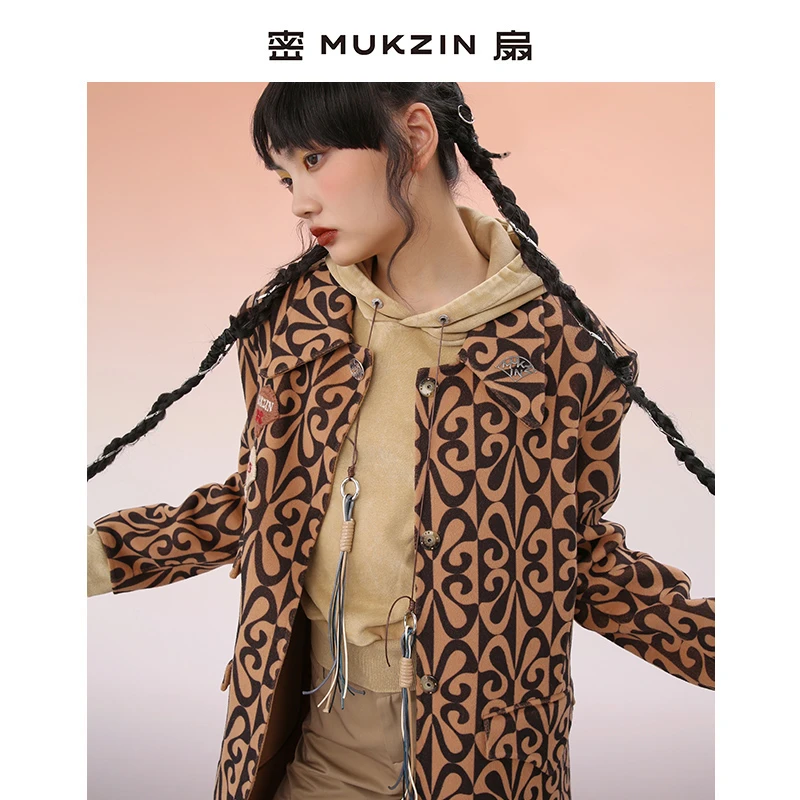 密扇复古宽松版型中长款双面尼中长大衣秋冬M223B14001467