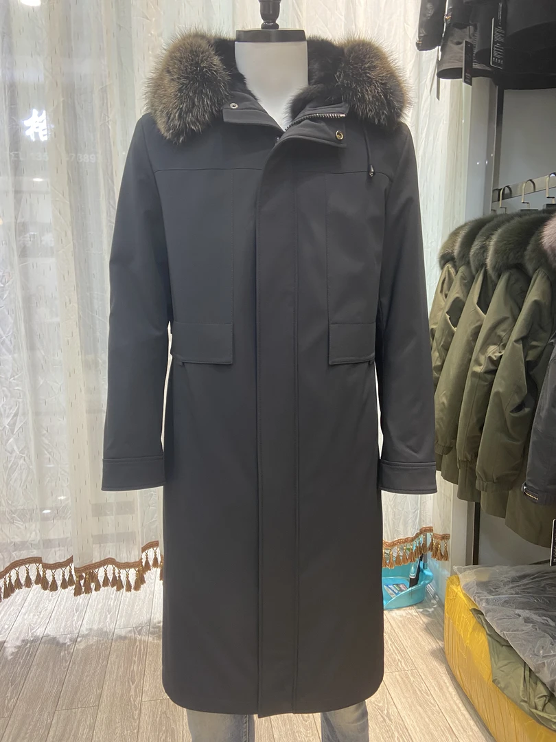 【亿述男装】638款秋冬新款精品休闲连帽可脱卸内胆毛领男装派克服