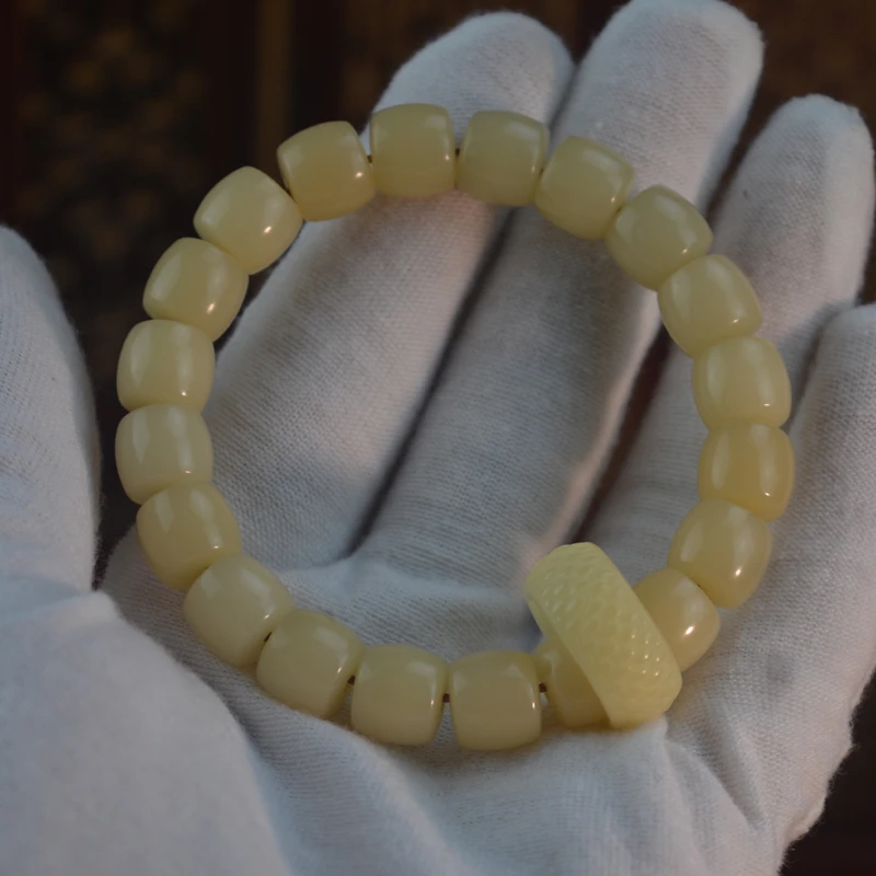 陈年奶黄菩提根手串学生女男款盘玩串珠子天然高密度绕指柔