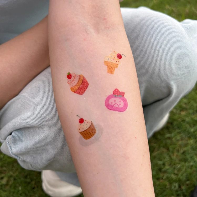甜甜冰淇淋丨彩色纹身贴夏天可爱防水女持久高级感小清新多巴胺