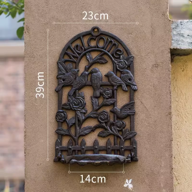 掬涵铸铁花盆托架古典花纹装饰美式底座托盘壁挂户外庭院欧式复古