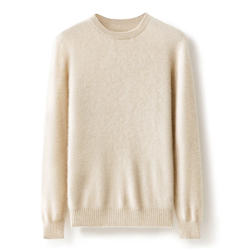 福利品男款100纯羊绒圆领百搭纯色针织衫秋冬季新款保暖山羊绒衫