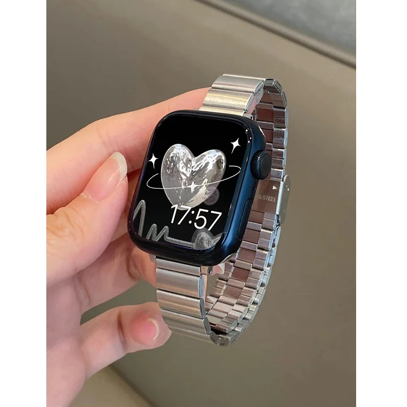 iserisewatch适用于applewatch11表带苹果手表金属钢带表带链式