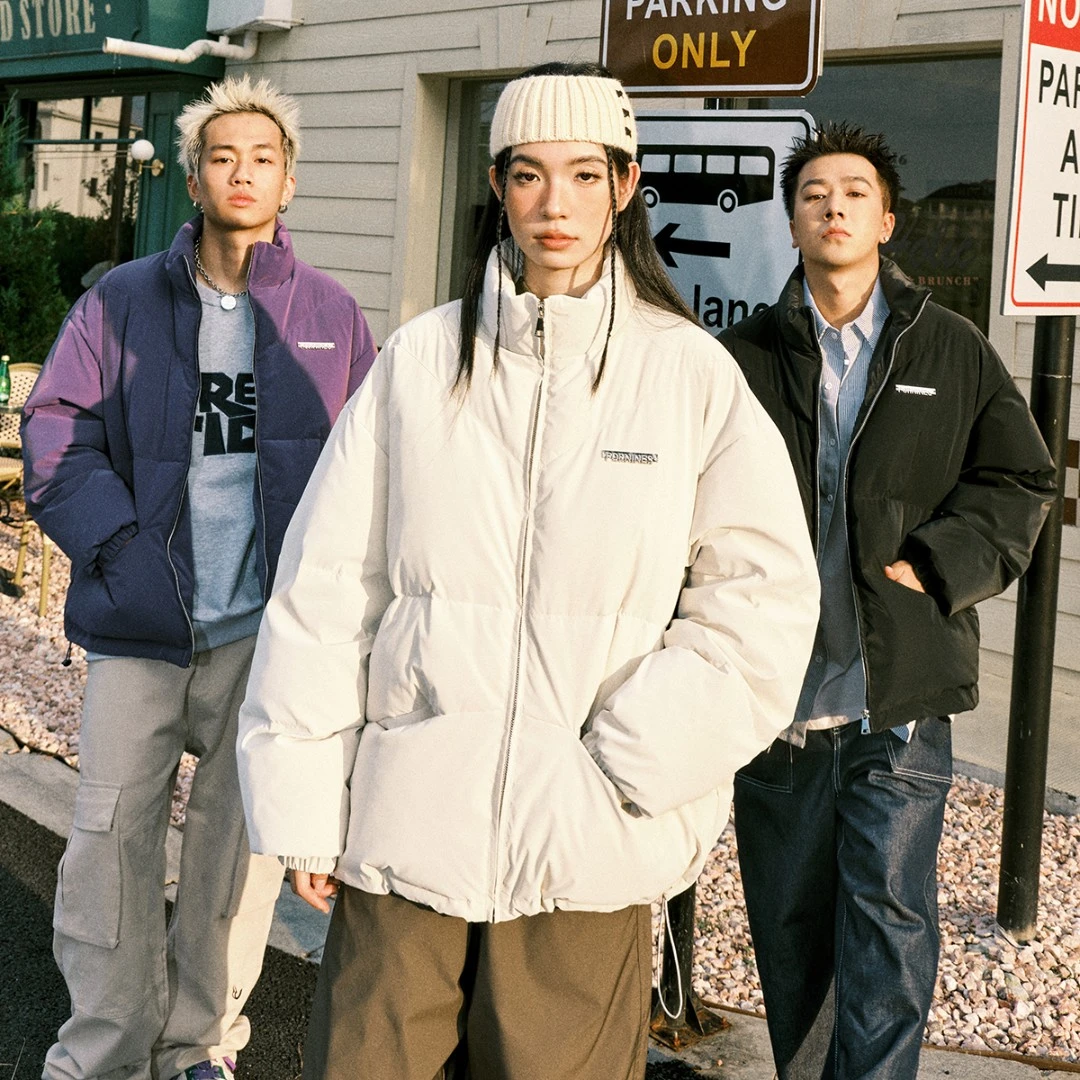 FORNINES国潮美式加厚立领韩版男女面包服冬季情侣防寒服高街外套