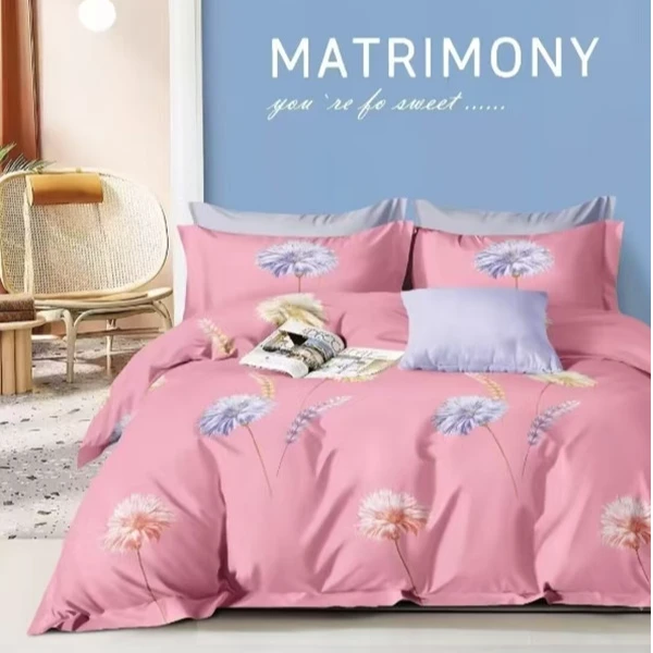 100%纯棉斜纹 床单被罩布料（四季升级加厚款斜纹）粉-蒲公英