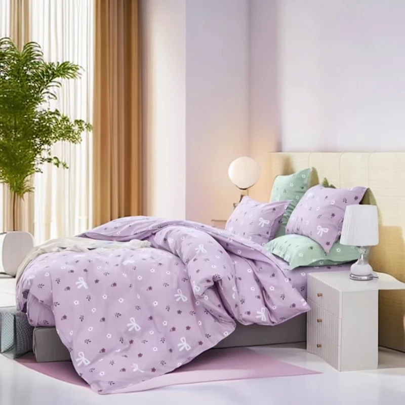 100%纯棉斜纹布料四季通用，亲肤柔软做床单被罩面料 香芋紫