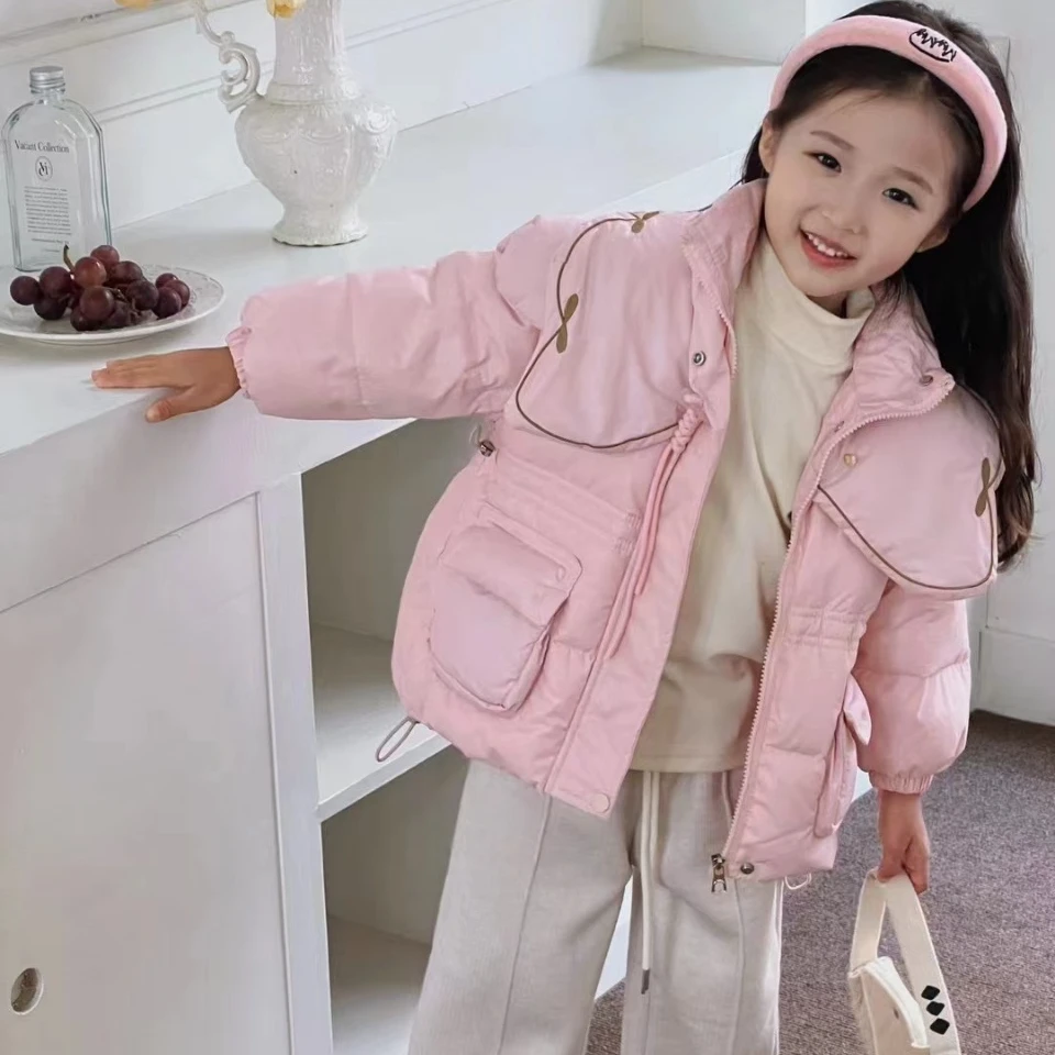【8631】冬季新款女童羽绒服2025女宝宝立领白鸭绒外套可爱风外套