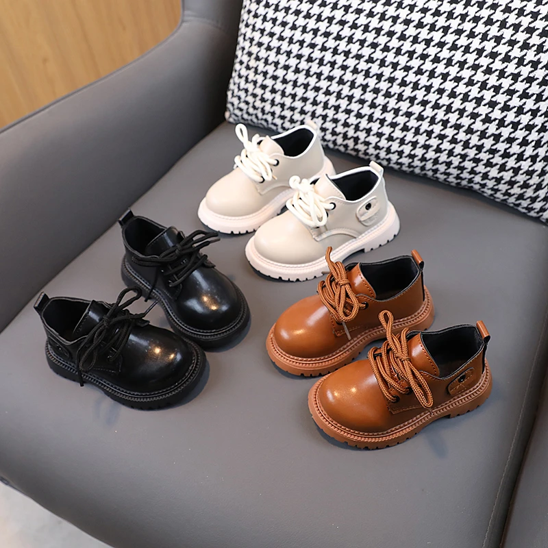 1-6岁3女童鞋儿童男孩鞋小皮鞋2023新款春秋软底英伦宝宝黑色单鞋