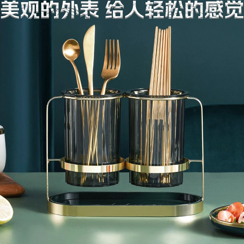 厨房餐具筷子收纳筒自动沥水筷子篓筷笼轻奢置物架家用筷子刀具筒