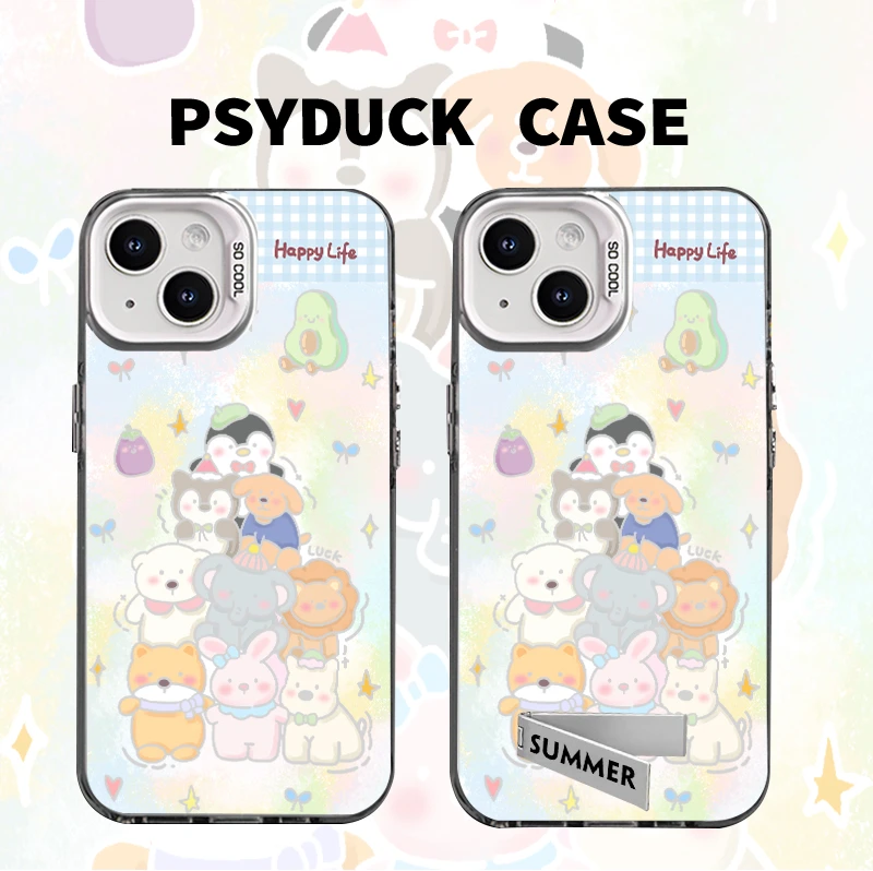 适用苹果16华为小米14玩偶组合彩银网红动漫小众防摔手机壳