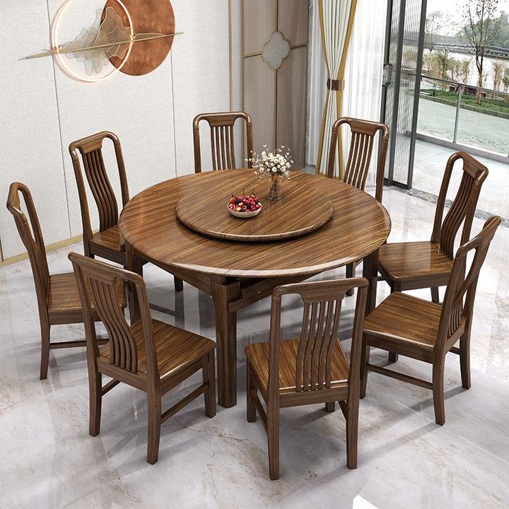 实木餐桌椅高端轻奢方圆两用跳台家用简约时尚吃饭桌子家用餐桌