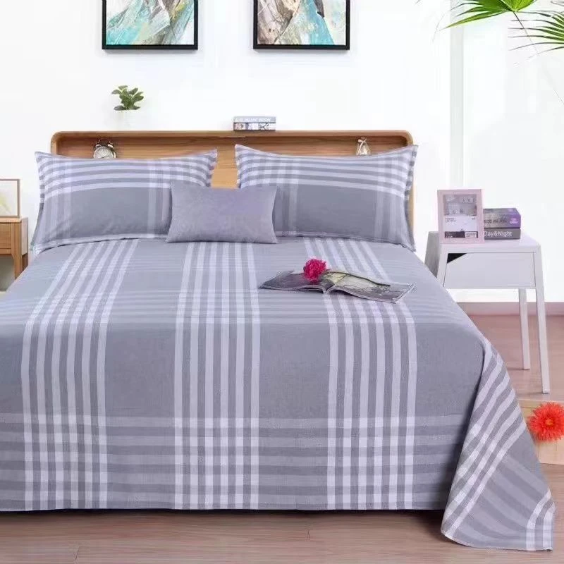 老粗布纯棉色织床单加厚