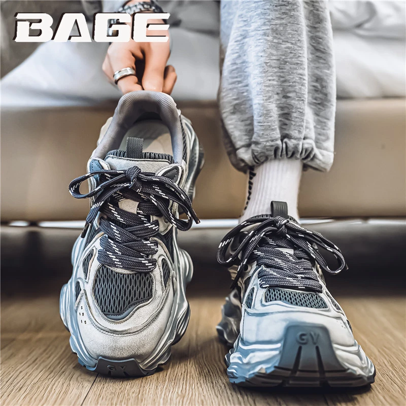 八哥莆田男鞋冬季高级感潮牌休闲运动鞋青少年跑步做旧增高老爹鞋