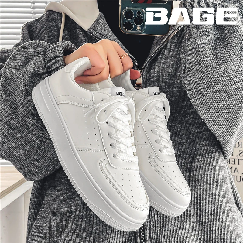 八哥小白男鞋冬季潮流空军休闲一号平板鞋纯白色百搭学生运动潮鞋