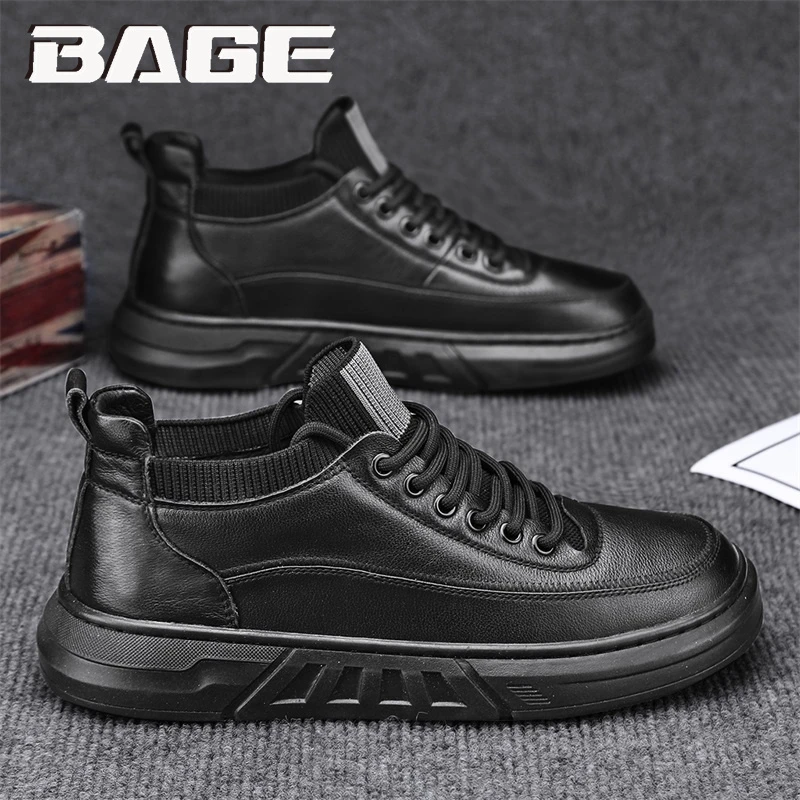 八哥全黑厨师鞋男款防水防滑防油上班厨房专业休闲皮鞋厚底劳保鞋