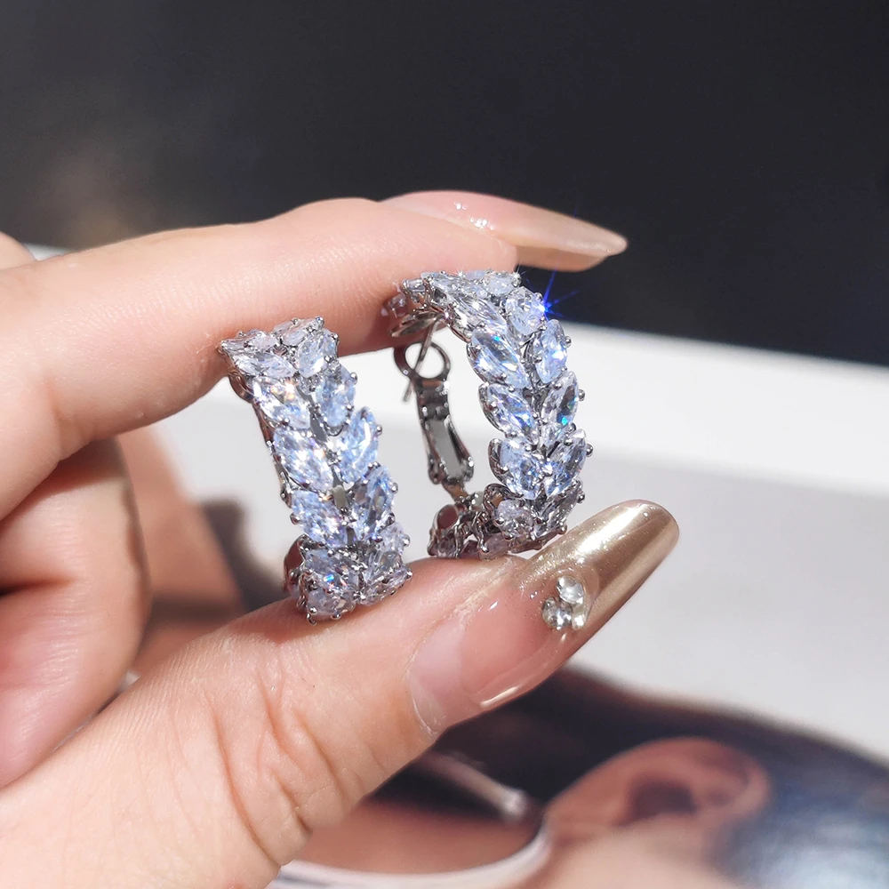 铜合金耳饰 气质轻奢时尚百搭简约镶嵌满钻圈圈PT0024