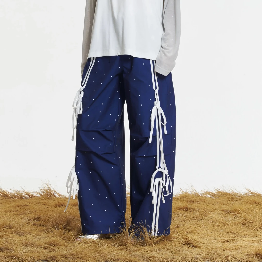 RAPHOTOS波点蝴蝶绑带降落伞裤