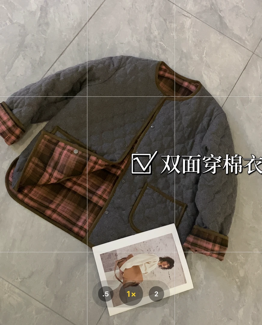 欧货宽松格调双面穿棉衣女外套39066