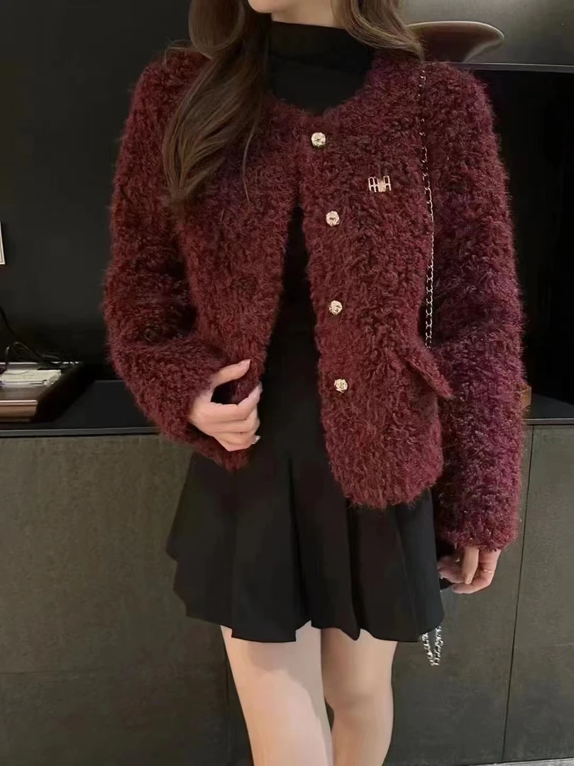 羊圈毛小香风皮毛一体外套女2024秋冬洋气减龄短款气质轻奢时尚