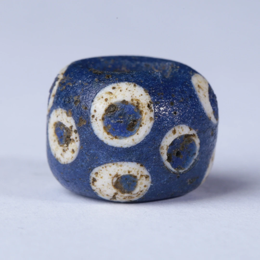 Ai30 罗马蓝胎蜻蜓眼琉璃珠 14*11mm