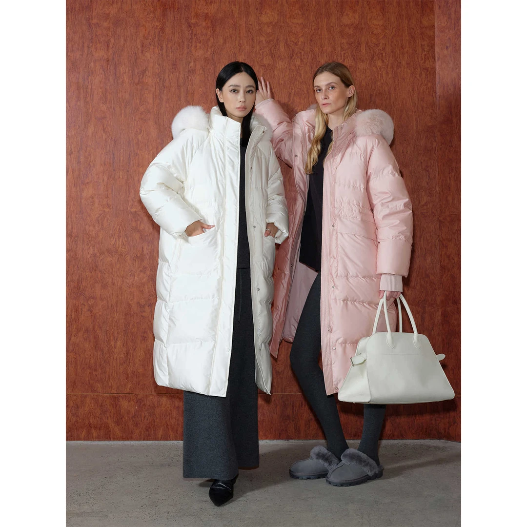 周淼 北海初雪三星白鸭绒防风狐狸毛领保暖羽绒服女ZM24Y3120K