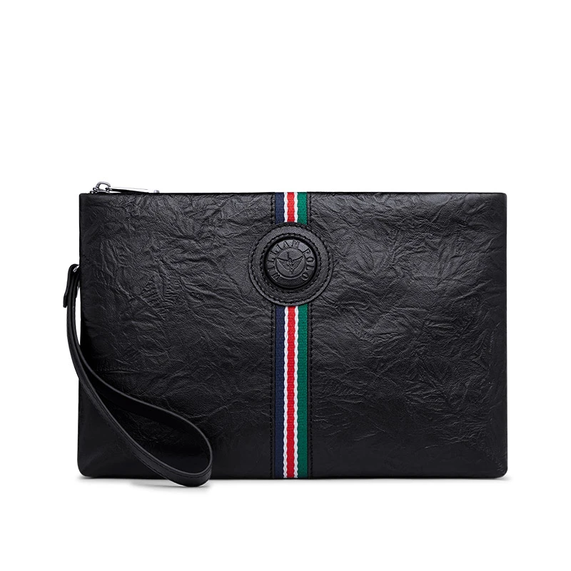 英皇保罗男士时尚牛皮手包潮流男款真皮手拿包送礼商务印花百搭