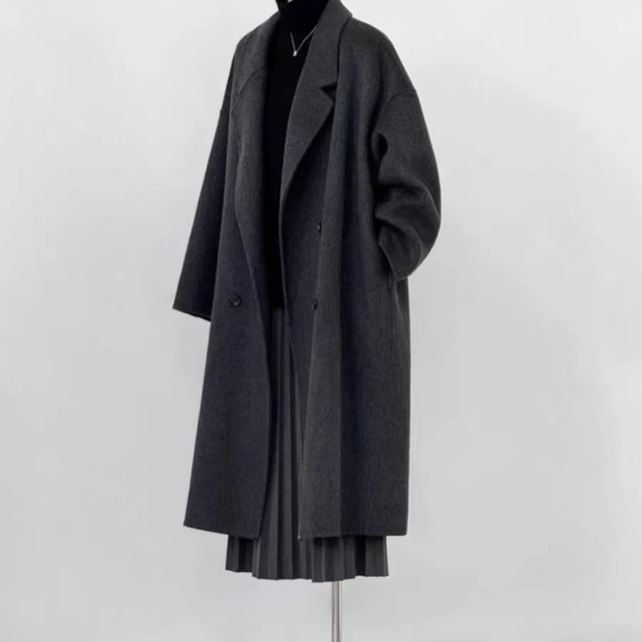 秋冬新款高定款多色双面羊绒大衣时尚双面呢冬季潮流中长款加厚