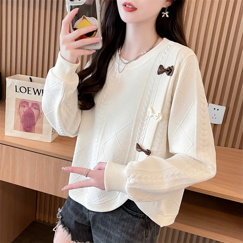 不规则蝴蝶结卫衣女2025新款春秋韩版宽松薄款小个子短款上衣外套