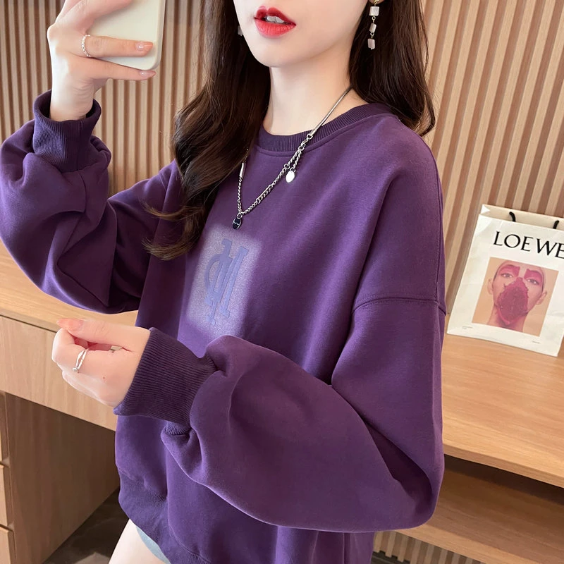 发泡印花卫衣女2025新款春秋季韩版宽松设计感小众薄款上衣外套潮