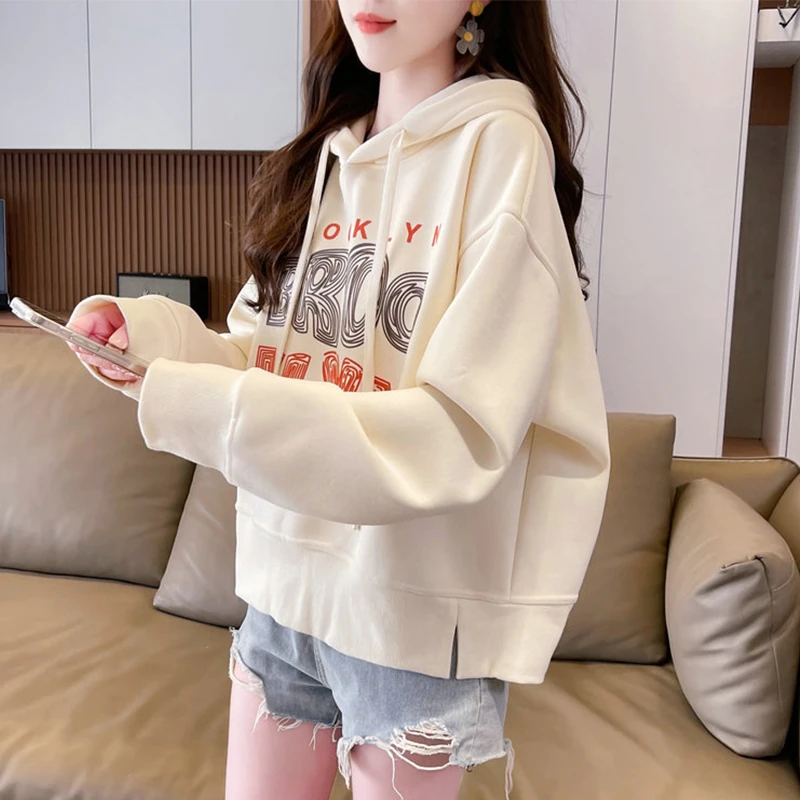 连帽卫衣女2025新款春秋季韩版宽松小个子短款设计感小众薄款外套