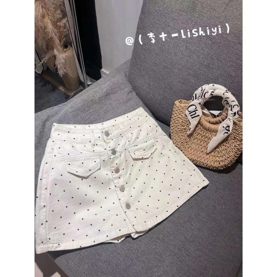 【罗曼尼】复古波点排扣设计裙裤★ 0663
