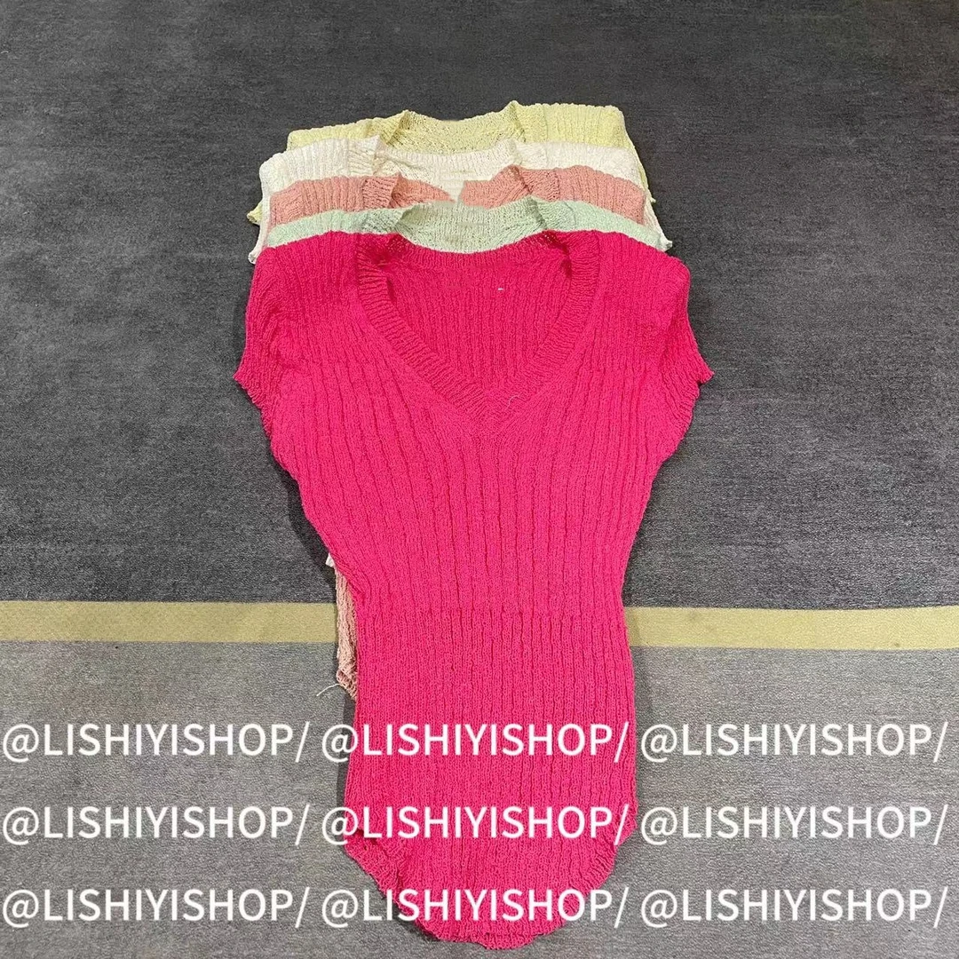 【纯欲辣妹】纯欲针织糖果色紧身修身上衣   有垫肩★7711