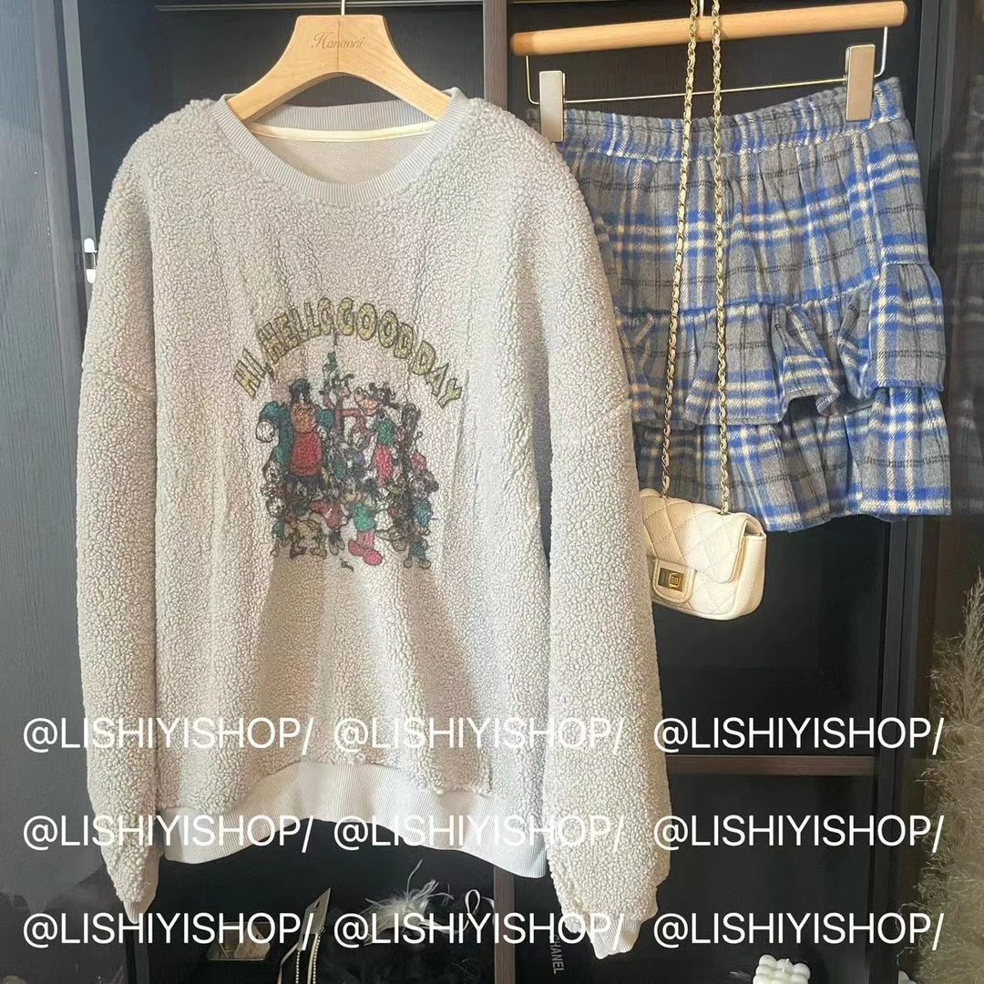 81918【怦然心动】卡通图案毛茸茸宽松百搭卫衣