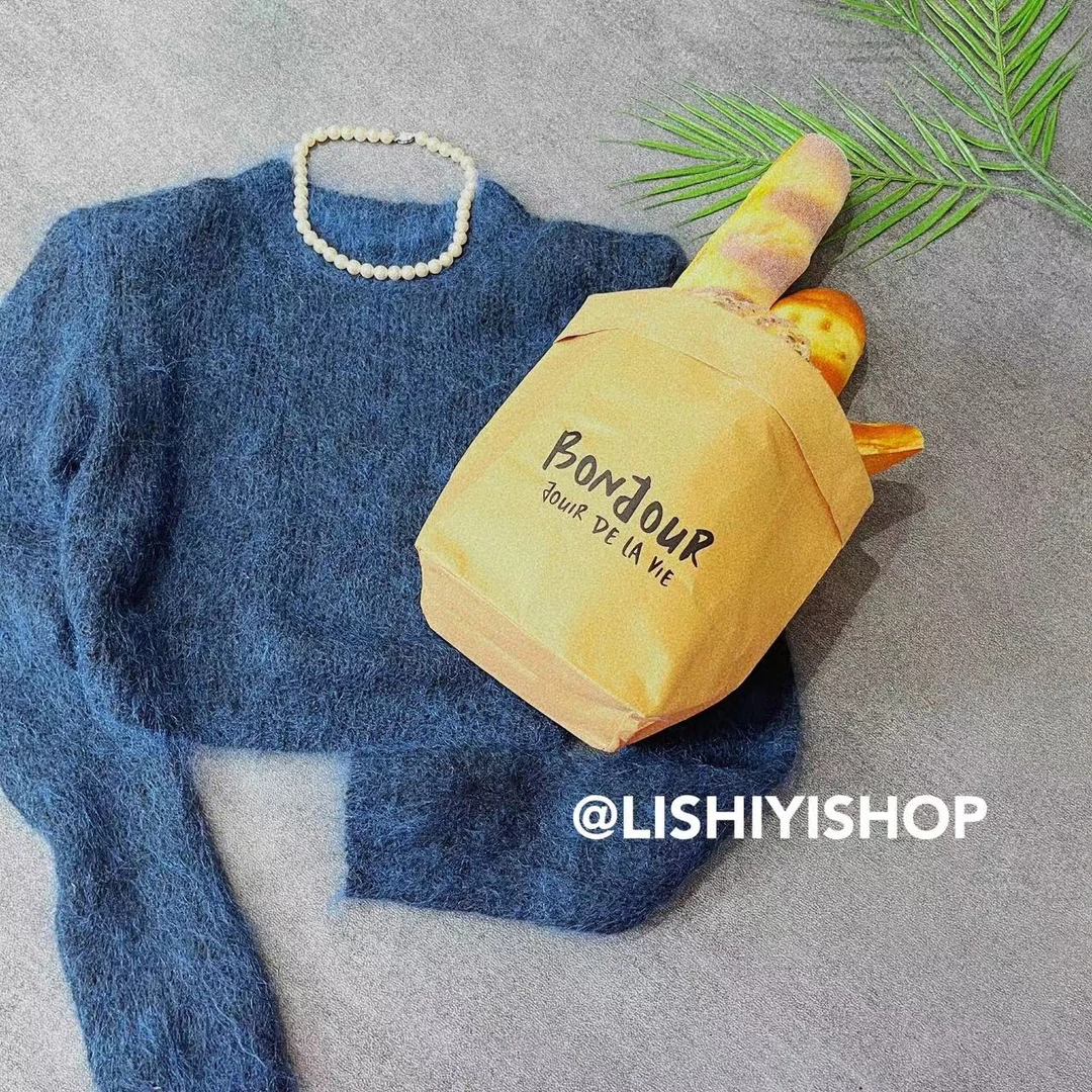 2267【轻若无物】侧边压褶马海毛套头毛衣 有垫肩