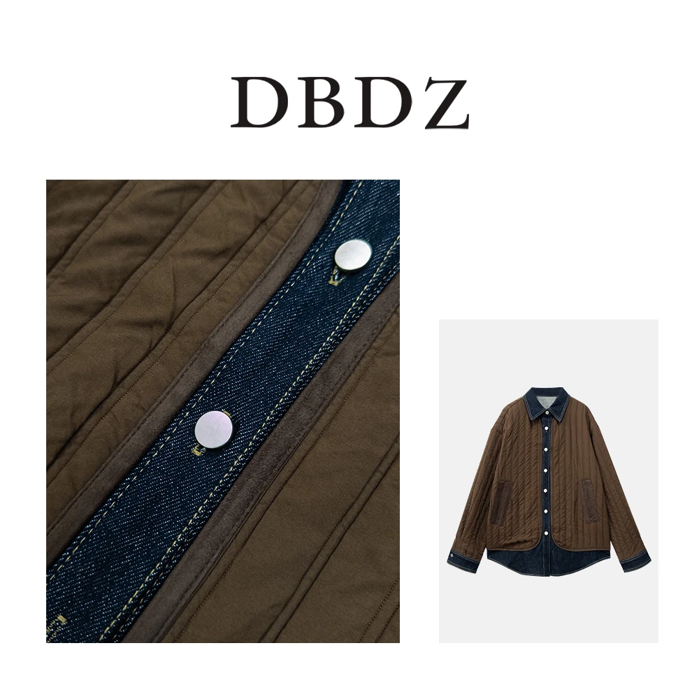 【美拉德】夹棉拼接牛仔撞色翻领外套223